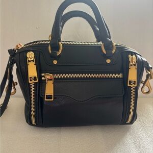 Rebecca Minkoff black with gold hardware leather bag
